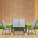 Set Mobilier de Gradina GardenLine cu Cadru Metalic - Masuta de Cafea + Banca + 2 Scaune - Gri