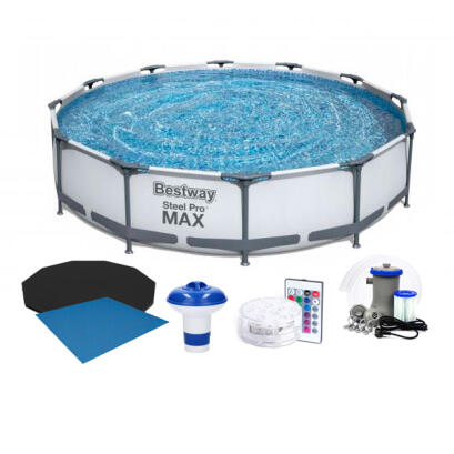 Piscina Bestway Steel Pro Max Ground Pool cu Cadru Metalic si Accesorii - 366 x 76 cm