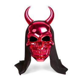 Masca Model Craniu Lucios - Diavol Rosu - Adult - 16 x 24 cm