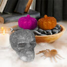 Set Decor Halloween - Paianjen, Craniu, 2 Dovleci - Sclipici