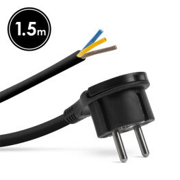 Cablu de Retea cu Stecher din Plastic cu Clema - de 1,5 m - 3 x 1,5 mm² - Negru