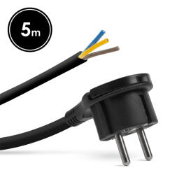 Cablu de Retea cu Stecher din Plastic cu Clema - de 5 m - 3 x 1,5 mm² - Negru