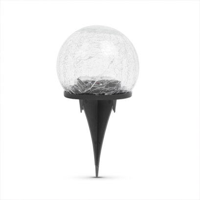 Lampa Solara cu Tarus - Sfera din Sticla - 10 cm - 10 LED Alb Cald