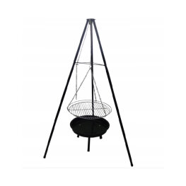 Suport Grill cu Gratar si Cos pentru Lemne - 95 x 95 x 147 cm