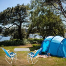 Scaun Pliabil de Camping - 75 x 51 cm - Dungi Albastre
