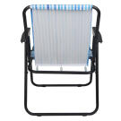 Scaun Pliabil de Camping cu Cotiere - 52 x 44 x 75 cm - Dungi Albastre