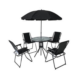 Set Mobilier de Gradina ”Milano” - Umbrela de Soare + Masa + 4 Scaune