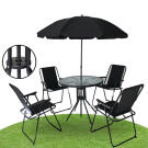 Set Mobilier de Gradina ”Milano” - Umbrela de Soare + Masa + 4 Scaune