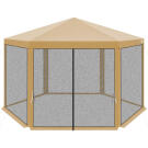 Pavilion Hexagonal de Gradina cu Plasa de Tantari - Bej - 2 x 2 x 2 x 2.5 m