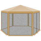 Pavilion Hexagonal de Gradina cu Plasa de Tantari - Bej - 2 x 2 x 2 x 2.5 m