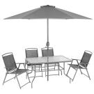 Set Mobilier de Gradina - Masa + 4 Scaune + Umbrela - Gri