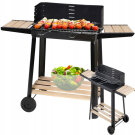 Faszenes kerti nagy grillsütő kerekekkel, polcokkal - 94 x 78 x 42 cm