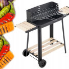 Faszenes kerti nagy grillsütő kerekekkel, polcokkal - 94 x 78 x 42 cm
