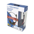 Fejhallgató mikrofonnal - Esperanza Rooster EH158R - Piros