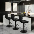 Scaun Modern de Bar cu Inaltime Reglabila - Negru