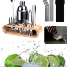 Set Mixer Barman Profesional din 17 Piese - Shaker, Suport - pentru Cocktailuri