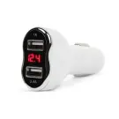 Adaptor Bricheta Auto - 2 x USB, cu Voltmetru si Ampermetru - Alb