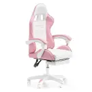 Scaun Gamer cu Suport pentru Picioare, pentru Copii - Roz, Alb