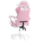 Scaun Gamer cu Suport pentru Picioare, pentru Copii - Roz, Alb