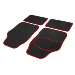 Set Covorase Universale din Textil Auto - 64 x 44 cm / 44 x 29 cm - Negru, Rosu