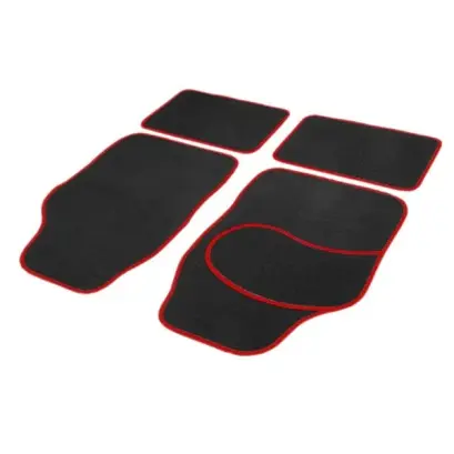 Set Covorase Universale din Textil Auto - 64 x 44 cm / 44 x 29 cm - Negru, Rosu