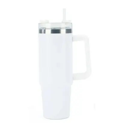 Termos Alb din Otel Inoxidabil cu Pai, 1200 ml