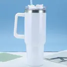 Termos Alb din Otel Inoxidabil cu Pai, 1200 ml