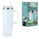 Termos Alb din Otel Inoxidabil cu Pai, 1200 ml