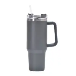 Termos Gri din Otel Inoxidabil cu Pai, 1200 ml