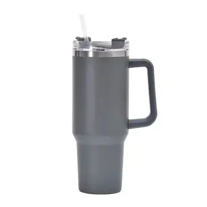 Termos Gri din Otel Inoxidabil cu Pai, 1200 ml