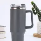 Termos Gri din Otel Inoxidabil cu Pai, 1200 ml