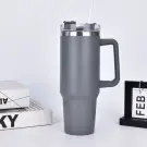 Termos Gri din Otel Inoxidabil cu Pai, 1200 ml