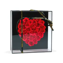 Trandafiri in Forma de Inima in Cutie Cadou - LED - 29 x 29 x 6,2 cm