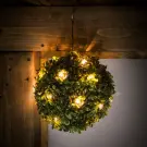 Decor din Lemn Suspendat cu LED Solar - 25 cm - 20 LED-uri - Alb Cald