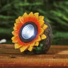 Decorație Solară Floarea-soarelui cu 2 LED-uri Albe - 5 x 8 x 8,6 cm