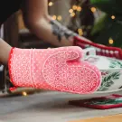 Mănușă de bucătărie din silicon roșu, cu protecție termică - 29,5 x 18,5 cm