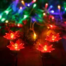 Decorațiune cu Flori din Acril Roșu cu LED-uri, cu Baterii - 4 bucăți / Pachet