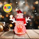 Om de zăpadă cu LED RGB și eșarfă roșie - 9 x 8 x 5 cm