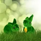 Decorațiune de Paște, Iepure Pluș Verde, 10 cm