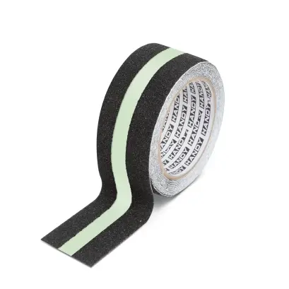 Bandă adezivă antiderapantă - 5 m x 50 mm - Fosforescentă / Negru