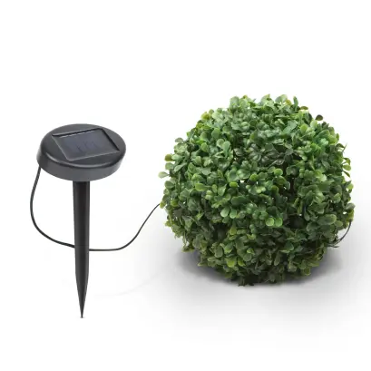 Decor din Lemn Suspendat cu LED Solar - 25 cm - 20 LED-uri - Alb Cald