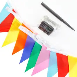 Ghirlandă Solară cu Steaguri Colorate LED - 4 m - 35 LED-uri