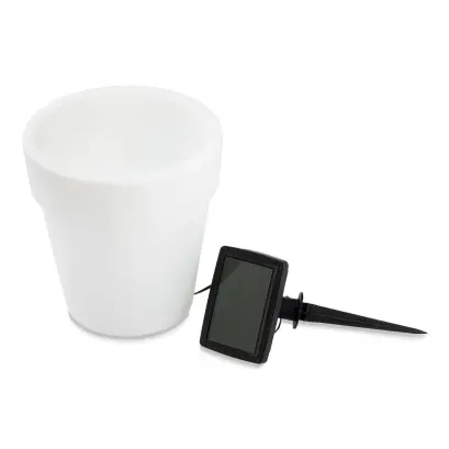 Ghiveci Solar cu 4 LED-uri Albe Reci - 16,5 x 19 cm