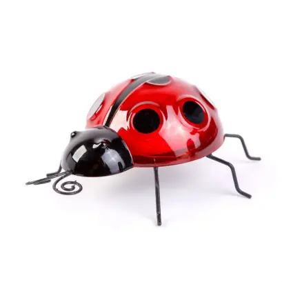 Lampă Solară în Formă de Gărgăriță - Cu Țăruș și Clește - Roșu - 15 x 7 x 16 cm - 6 LED-uri