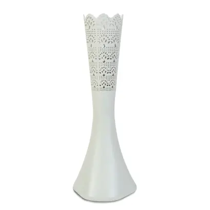 Vază Subțire cu Tăiere Laser, Albă, 40 cm