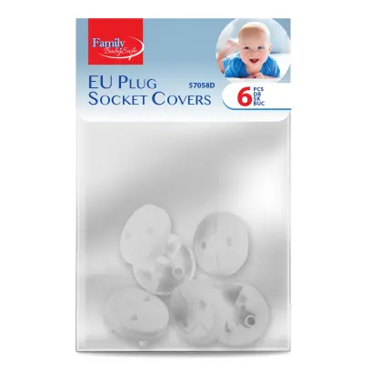 Set dopuri de protecție pentru prize - plastic - alb - 6 buc / pachet