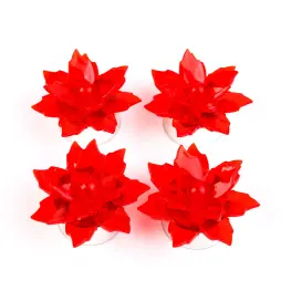 Decorațiune cu Flori din Acril Roșu cu LED-uri, cu Baterii - 4 bucăți / Pachet