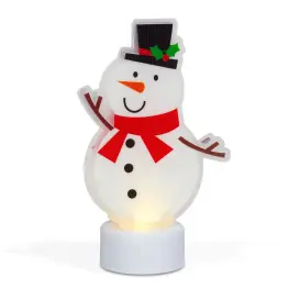Decorațiune LED - Om de Zăpadă cu Lumină Caldă Albă - Cu Baterii