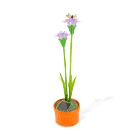 Lampă Solară Colorată cu Flori - Violet - 10 LED-uri Cald Alb - 8 x 8 x 32 cm