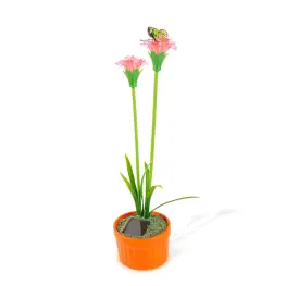 Lampă Solară Colorată cu Floare - Roșu - 10 LED-uri Albe Cald - 8 x 8 x 32 cm